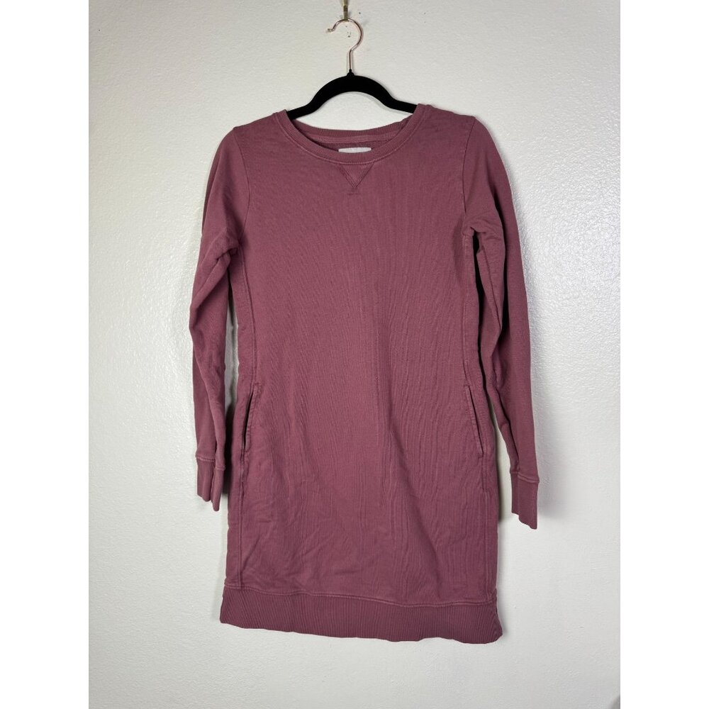 Pact Organic Cotton Sweatshirt Long Sleeve‎ Dress Size Small Burgundy Pockets